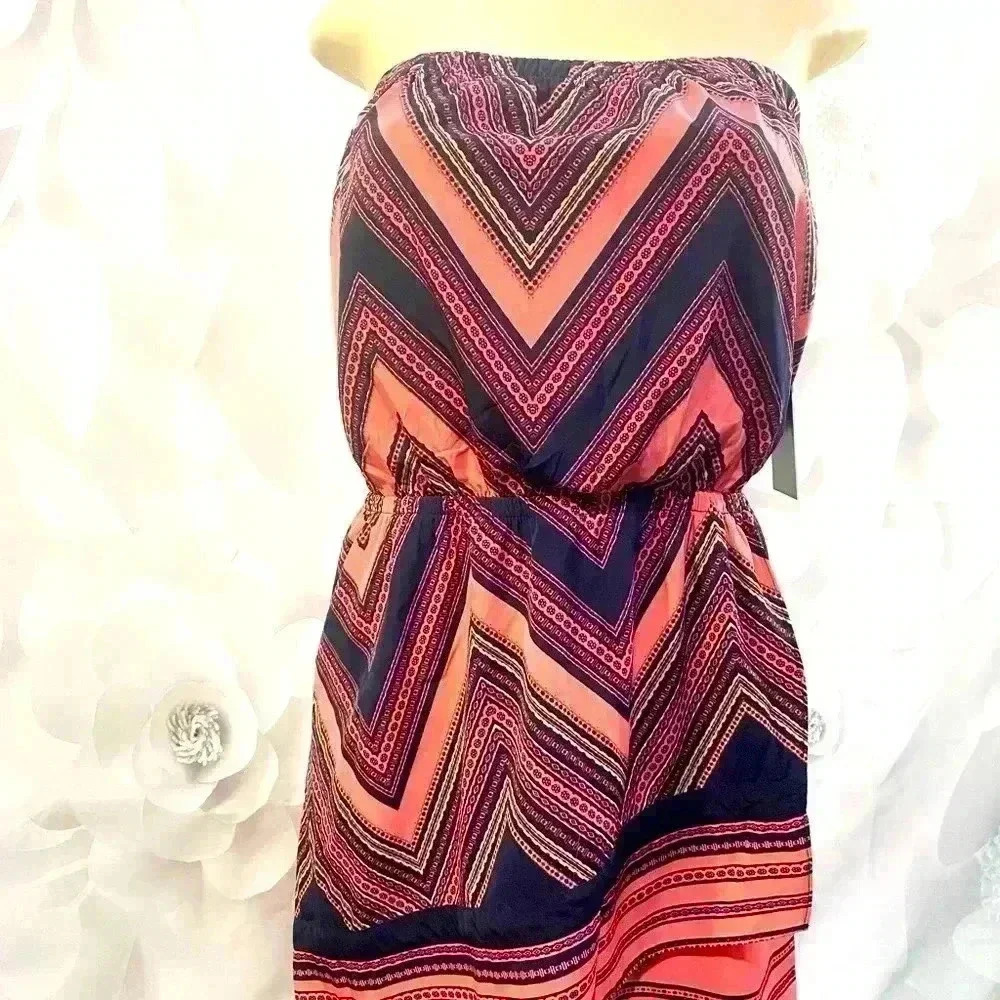 Express Womens Coral‎ Blue Size M Strapless Dress NWT
